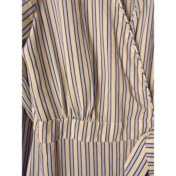 Time And Tru Tie Long Sleeve Wrap Dress Women’s Sz M 8-10 White Striped - Picture 5 of 13